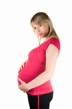 simsearch:400-04396054,k - Happy pregnant woman isolated on white background Photographie de stock - Aubaine LD & Abonnement, Code: 400-05132695