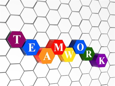 3d colour cubes hexahedrons with white letters - teamwork, word, text, in cellular structure Stock Photo - Budget Royalty-Free & Subscription, Code: 400-05132703