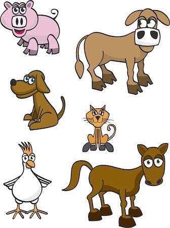 simsearch:400-06461300,k - Vector illustration of a collection of farm animals. Foto de stock - Super Valor sin royalties y Suscripción, Código: 400-05132840