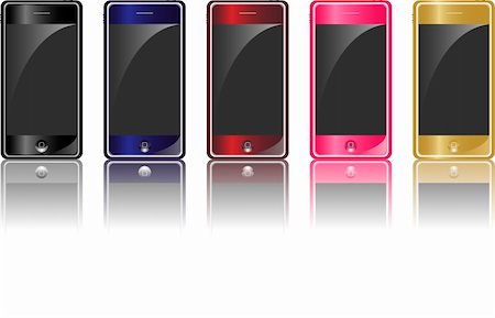simsearch:400-05733549,k - Set of 5 different colors modern phones Photographie de stock - Aubaine LD & Abonnement, Code: 400-05132933