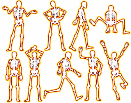 Set of editable vector skeleton outlines with a glowing edge Stock Photo - Budget Royalty-Free & Subscription, Code: 400-05133303