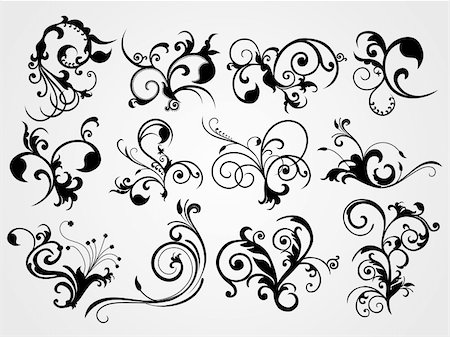 filigree borders clip art - background with different tattoo elements Stock Photo - Budget Royalty-Free & Subscription, Code: 400-05133369