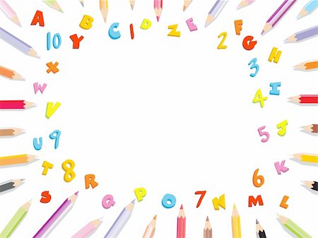 erasing numbers - vector frame background using pecile, number and alphabet Stock Photo - Budget Royalty-Free & Subscription, Code: 400-05133434