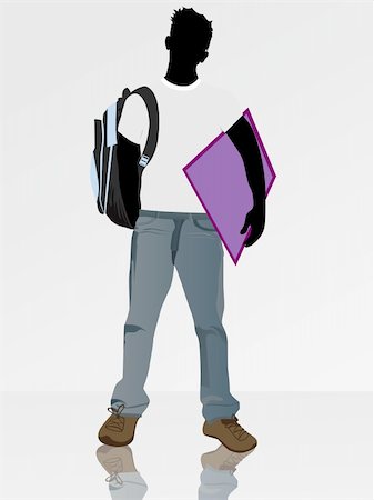 stress test vector - young student with hand bag and file Stock Photo - Budget Royalty-Free & Subscription, Code: 400-05133439
