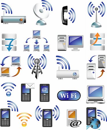 symbols in computers wifi - Internet icons Stock Photo - Budget Royalty-Free & Subscription, Code: 400-05133482