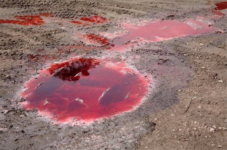 simsearch:696-03396834,k - Red diesel pollution spill on muddy earth. Stock Photo - Budget Royalty-Free & Subscription, Code: 400-05133532