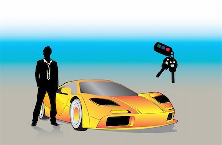 Young successful Businessman outside sport car and keys Stock Photo - Budget Royalty-Free & Subscription, Code: 400-05133610