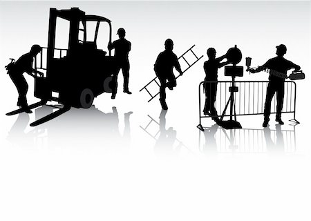 silhouette engineers - Isolated workers silhouettes with different tools Stock Photo - Budget Royalty-Free & Subscription, Code: 400-05133639