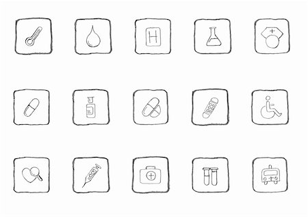 Healthcare and Pharma icons sketch series Fotografie stock - Microstock e Abbonamento, Codice: 400-05133692