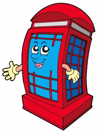 english phone box - English red phone booth - vector illustration. Stock Photo - Budget Royalty-Free & Subscription, Code: 400-05133804
