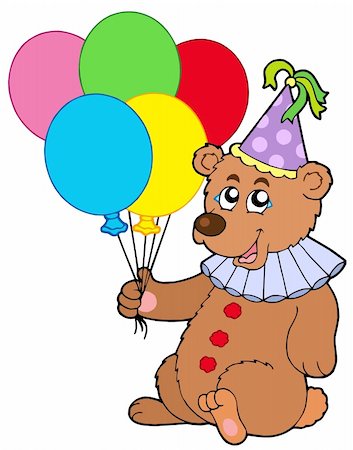 simsearch:400-04030040,k - Clown bear with balloons - vector illustration. Photographie de stock - Aubaine LD & Abonnement, Code: 400-05133802