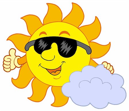 sun protection cartoon - Sun with cloud - vector illustration. Stock Photo - Budget Royalty-Free & Subscription, Code: 400-05133810