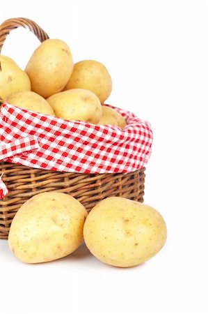 simsearch:400-06701002,k - Raw and fresh potatoes in the basket, isolated on white background Stock Photo - Budget Royalty-Free & Subscription, Code: 400-05133860