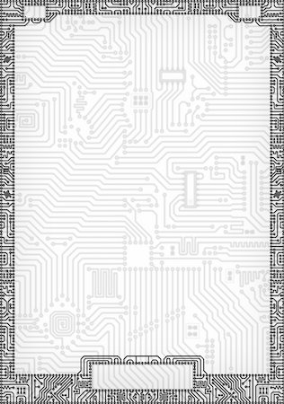 Hi-tech black - white abstract circuit board blank frame Fotografie stock - Microstock e Abbonamento, Codice: 400-05144113