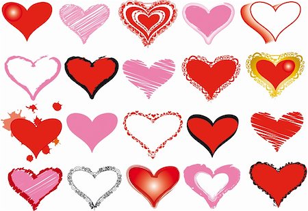 Set of 20 hearts for your designs Stock Photo - Budget Royalty-Free & Subscription, Code: 400-05144228