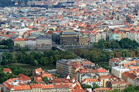 parliament buildings aerial view - The aerial view of Prague City from Petrin Hill Stock Photo - Budget Royalty-Free & Subscription, Code: 400-05144529