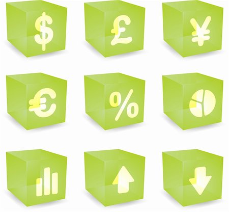 Finance symbols icon set over translucent cubes Stock Photo - Budget Royalty-Free & Subscription, Code: 400-05144651