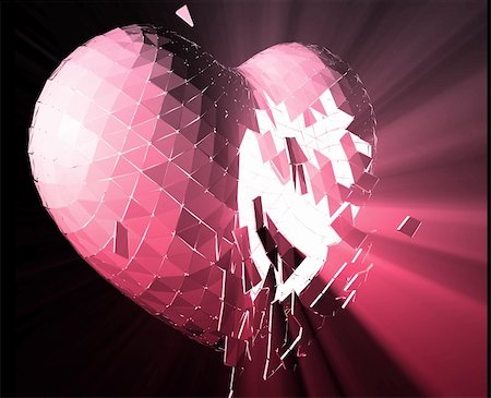 simsearch:400-08980419,k - Broken shattered heart lost love glowing abstract illustration Stock Photo - Budget Royalty-Free & Subscription, Code: 400-05144838