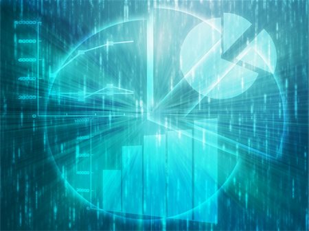 Illustration of Spreadsheet data and business charts in glowing wireframe style Stock Photo - Budget Royalty-Free & Subscription, Code: 400-05144873