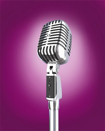 fine 3d image of classic metallic vintage microphone Stock Photo - Budget Royalty-Free & Subscription, Code: 400-05144986