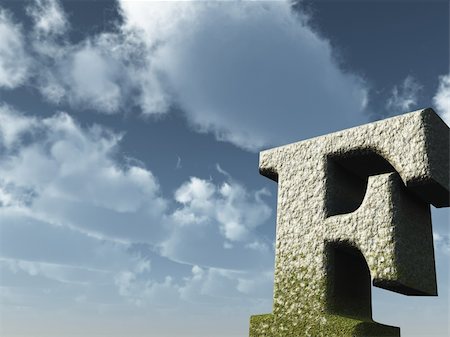 simsearch:400-04162098,k - letter f rock in front of blue sky - 3d illustration Photographie de stock - Aubaine LD & Abonnement, Code: 400-05145025