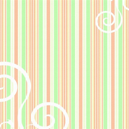 Striped background in peach, green and yellow with swirls Stockbilder - Microstock & Abonnement, Bildnummer: 400-05145150