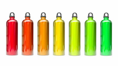 simsearch:400-06700048,k - Aluminum bottles in different colors isolated on white Stock Photo - Budget Royalty-Free & Subscription, Code: 400-05146044