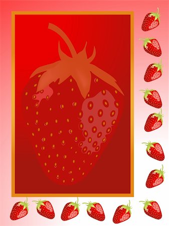 Wonderful illustration of strawberry frame detalised and with seeds Stock Photo - Budget Royalty-Free & Subscription, Code: 400-05146075