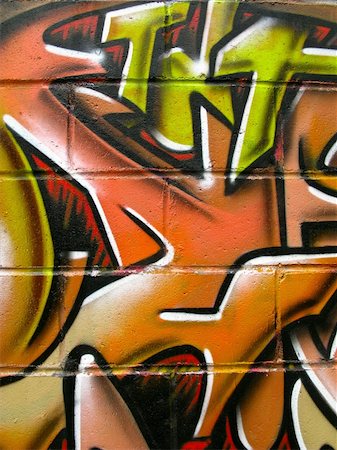 spritzlack - segment of graffiti on a wall of a derelict building Stockbilder - Microstock & Abonnement, Bildnummer: 400-05146252