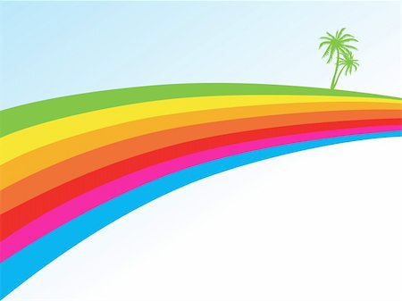 simsearch:400-04069932,k - rainbow waves and palm tree on background Stock Photo - Budget Royalty-Free & Subscription, Code: 400-05146397