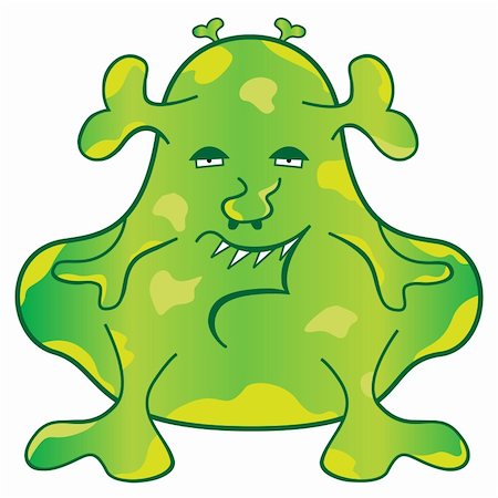 Green blob monster with a weird evil face cartoon character Stock Photo - Budget Royalty-Free & Subscription, Code: 400-05146464