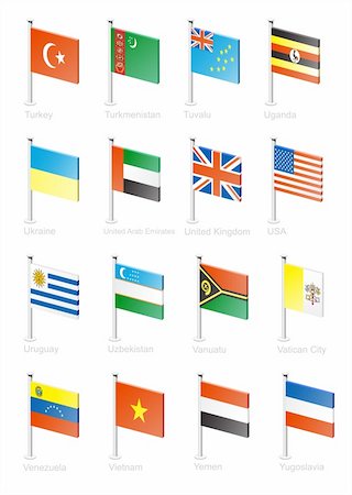 Turkey, Turkmenistan, Tuvalu, Uganda, Ukraine, United Arab Emirates, Great Britain, USA, Uzbekistan, Vanuatu, Vatican, Venezuela, Vietnam, Yemen, Yugoslavia Stock Photo - Budget Royalty-Free & Subscription, Code: 400-05146838