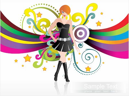 simsearch:400-04393054,k - vector illustration, wavy background with shopping girl and floral Foto de stock - Super Valor sin royalties y Suscripción, Código: 400-05147552