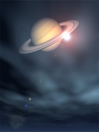 saturno (planeta) - the planet saturn on star sky - 3d illustration Foto de stock - Super Valor sin royalties y Suscripción, Código: 400-05147739