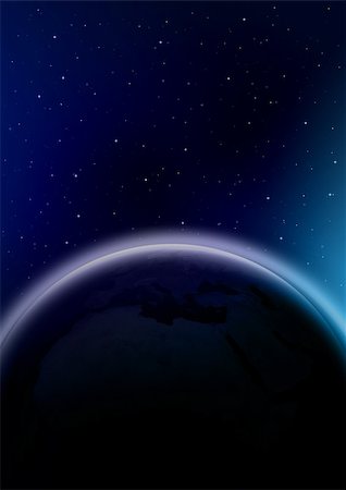 phecsone (artist) - Outer space illustration with earth and stars. Stockbilder - Microstock & Abonnement, Bildnummer: 400-05147875