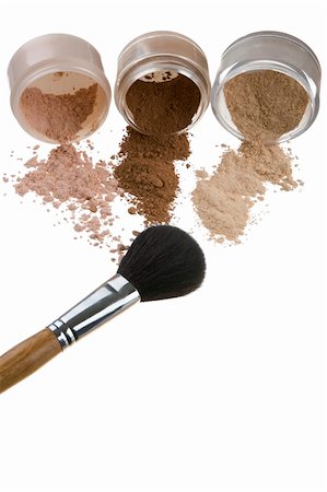 Female color cosmetics and brush for a make-up on a light background Stock Photo - Budget Royalty-Free & Subscription, Code: 400-05148094