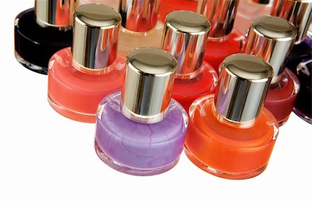 simsearch:400-04806901,k - Group of bottles of colour nail polish on a white background Foto de stock - Royalty-Free Super Valor e Assinatura, Número: 400-05148095