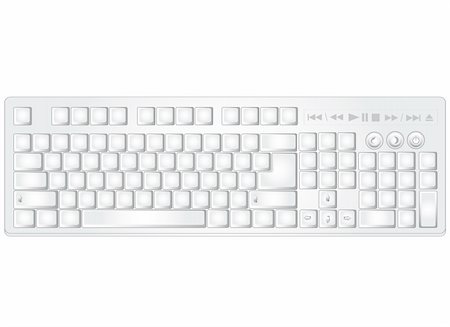 simsearch:400-04698351,k - White vector pc multimedia keyboard without text and symbols Stock Photo - Budget Royalty-Free & Subscription, Code: 400-05148384