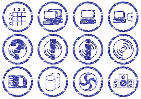 dvd silhouette - Gadget icons set. Grunge. White - dark blue palette. Vector illustration. Stock Photo - Budget Royalty-Free & Subscription, Code: 400-05148396