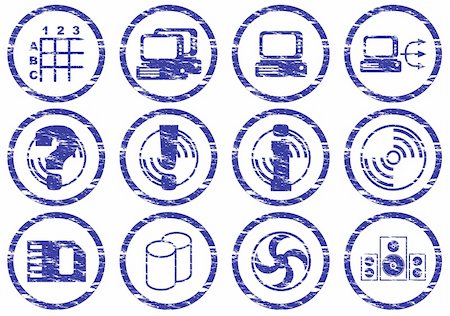 Gadget icons set. Grunge. White - dark blue palette. Vector illustration. Stock Photo - Budget Royalty-Free & Subscription, Code: 400-05148396