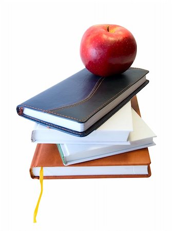 simsearch:400-05734056,k - "Back to school" concept with books and apple on white Photographie de stock - Aubaine LD & Abonnement, Code: 400-05148428