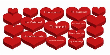 simsearch:400-08980419,k - A lot of hearts with inscription at different languages on white Stock Photo - Budget Royalty-Free & Subscription, Code: 400-05148439
