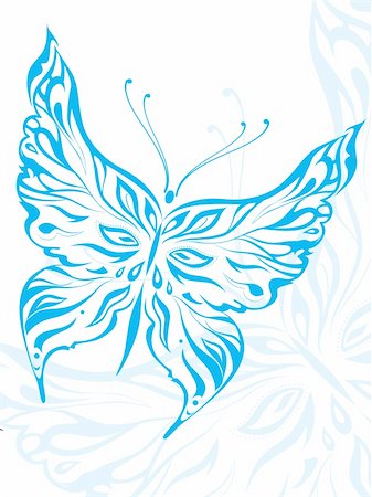 Vector Traditional Chinese Artistic Pattern butterfly tattoo Stock Photo - Budget Royalty-Free & Subscription, Code: 400-05148681