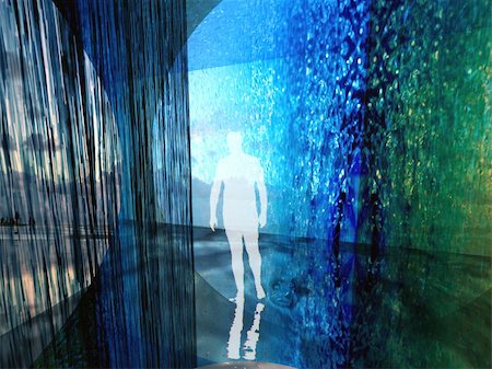 Human silhouette in digital interior buildt out of water textures Photographie de stock - Aubaine LD & Abonnement, Code: 400-05148905