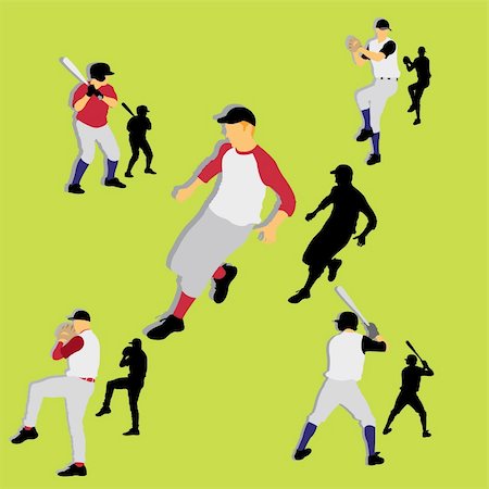 baseball players silhouettes, vector illustration Stock Photo - Budget Royalty-Free & Subscription, Code: 400-05149025