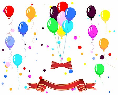 Beautiful colour balloon in the air. Vector illustration. Stock Photo - Budget Royalty-Free & Subscription, Code: 400-05149782