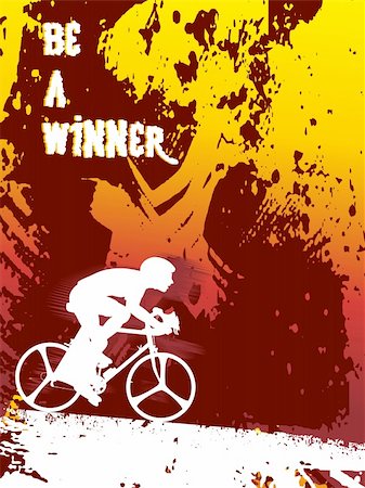 draw bike with people - mountain biker girl silhouette grunge background Foto de stock - Super Valor sin royalties y Suscripción, Código: 400-05149887