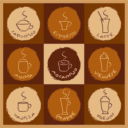 Vector illustration of different coffee drinks Stock Photo - Budget Royalty-Free & Subscription, Code: 400-05149958