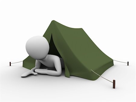 eldorado3d (artist) - 3d rendered copyspaced image with a man crawling out from the tent Photographie de stock - Aubaine LD & Abonnement, Code: 400-05140306
