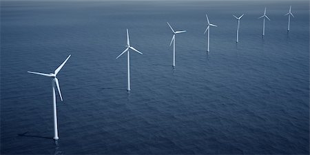 3d rendering of windturbines on the ocean Stock Photo - Budget Royalty-Free & Subscription, Code: 400-05140367